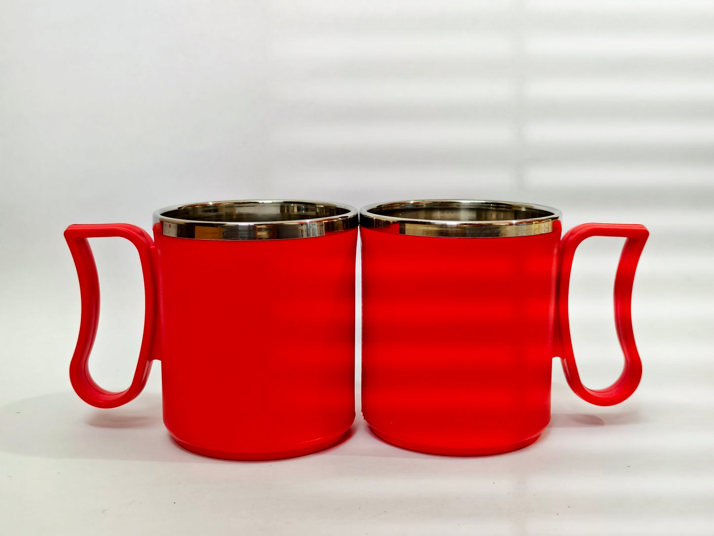 Super Mom Milk Mug Set – 2 Pcs Stainless Steel Inner Mugs (300ml) | Elegant Red Color, Durable & Hygienic Design