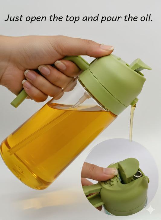 r Bott2-in-1 Spray & Pour Oil Dispensele | Refillable Glass Oil Bottle for Kitchen