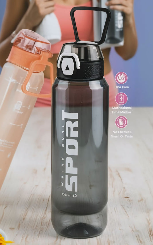 Premium 1000ml Sports Water Bottle for Gym & Outdoor Use | Leak-Proof BPA Free Bottle with Motivational Time Marker