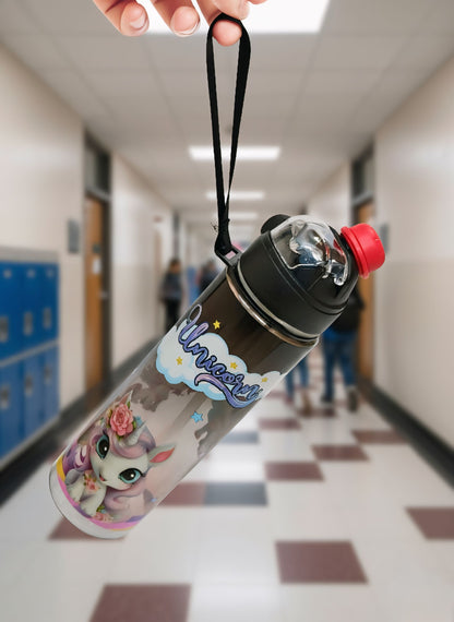 Unicorn Kids Water Bottle – 2-in-1 Straw & Pour Design | Leakproof, BPA-Free School Bottle for Girls