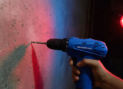 Drill Machine ,Rechargeable Drill  HMR-POWER GOLD Cordless Drill Kit Set HPR-12AT | 12V Li-ion Battery | Professional Electric Screwdriver & Drill Machine for Home and Workshop