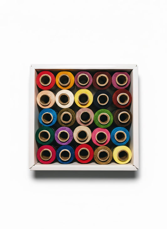Premium 25-Color Sewing Thread Spool Set in Storage Box – Strong Polyester Thread for Stitching & Embroidery