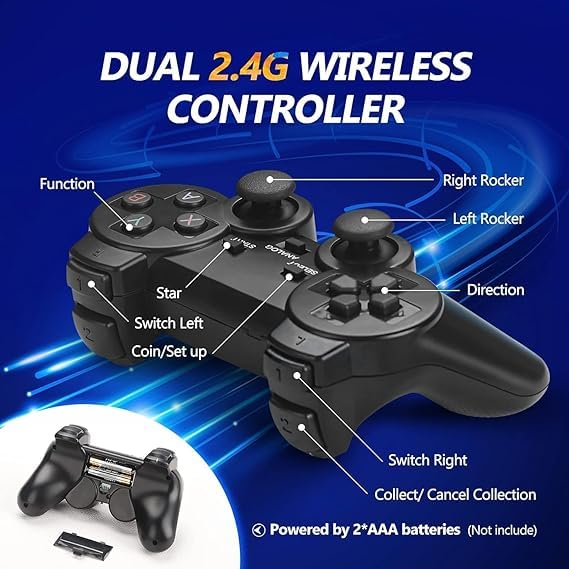 4K Ultra HD Wireless Game Stick Lite | 2.4G Dual Gamepad Console | Plug & Play TV Retro Gaming Device (Built-in 20,000+ Classic Games)