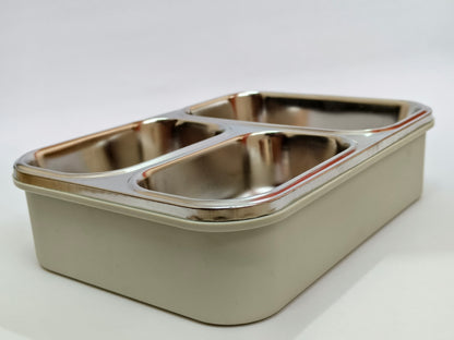 Super Mom 3-Partition Stainless Steel Leak-Proof Lunch Box (304 Grade, Double Wall Insulated, 1200ml)
