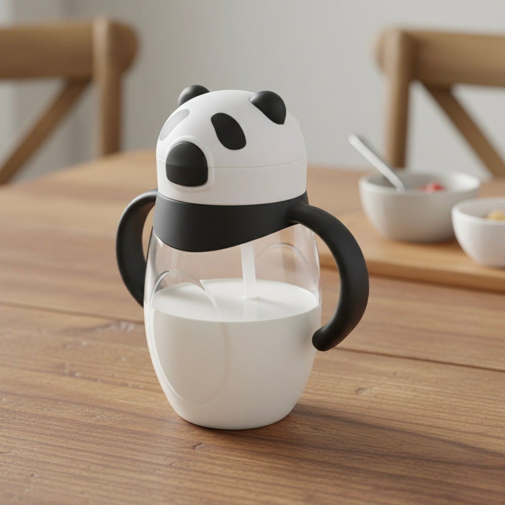Jony Panda Sipper Mug – Cute Kids Mug with One-Press Lid | Unbreakable & Spill-Proof Design (425ml)