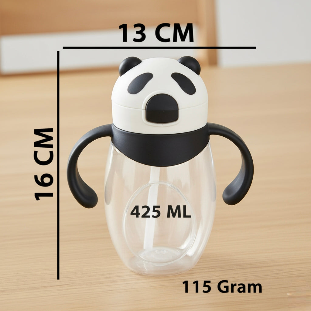 Jony Panda Sipper Mug – Cute Kids Mug with One-Press Lid | Unbreakable & Spill-Proof Design (425ml)