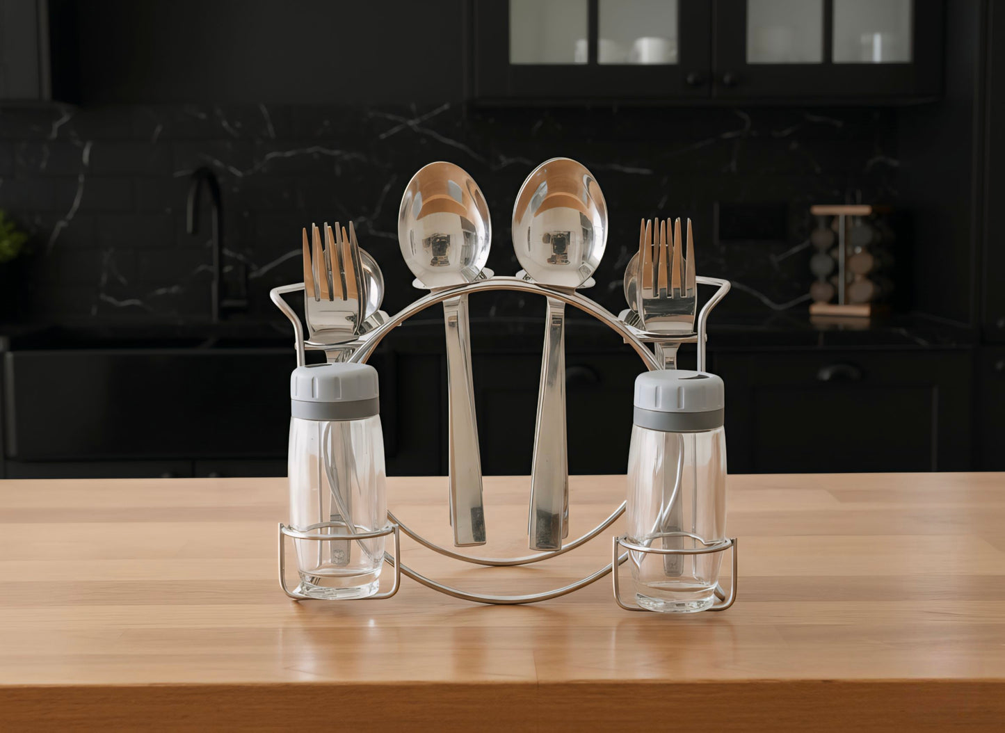 Stylish Dining Table Organizer | 27 Pcs Cutlery Set with Salt & Pepper Holders | Stylish Dining Table Organizer