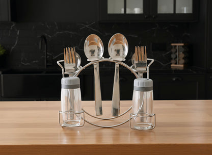 Stylish Dining Table Organizer | 27 Pcs Cutlery Set with Salt & Pepper Holders | Stylish Dining Table Organizer