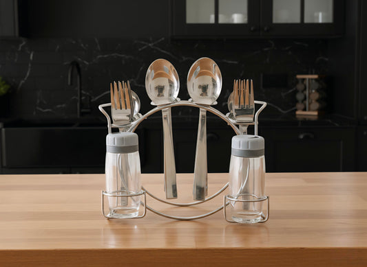 Stylish Dining Table Organizer | 27 Pcs Cutlery Set with Salt & Pepper Holders | Stylish Dining Table Organizer