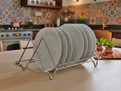 Stainless Steel Plate Organizer Rack – Durable Dining Table & Kitchen Dish Stand