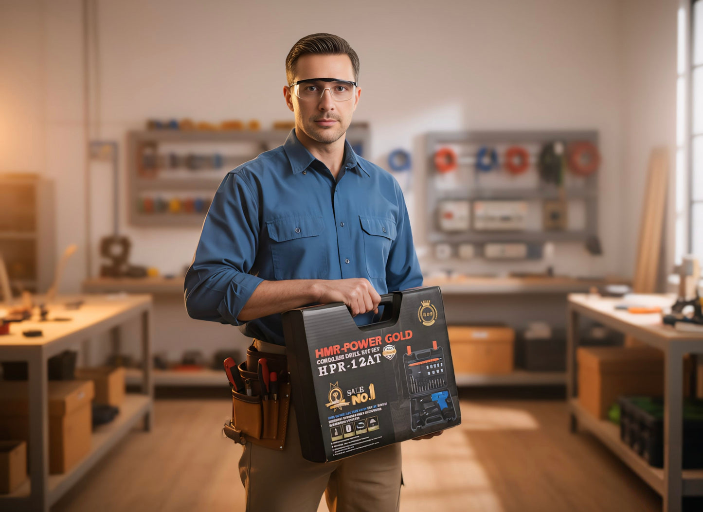 Drill Machine ,Rechargeable Drill  HMR-POWER GOLD Cordless Drill Kit Set HPR-12AT | 12V Li-ion Battery | Professional Electric Screwdriver & Drill Machine for Home and Workshop