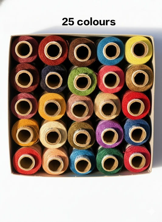 Premium 25-Color Sewing Thread Spool Set in Storage Box – Strong Polyester Thread for Stitching & Embroidery