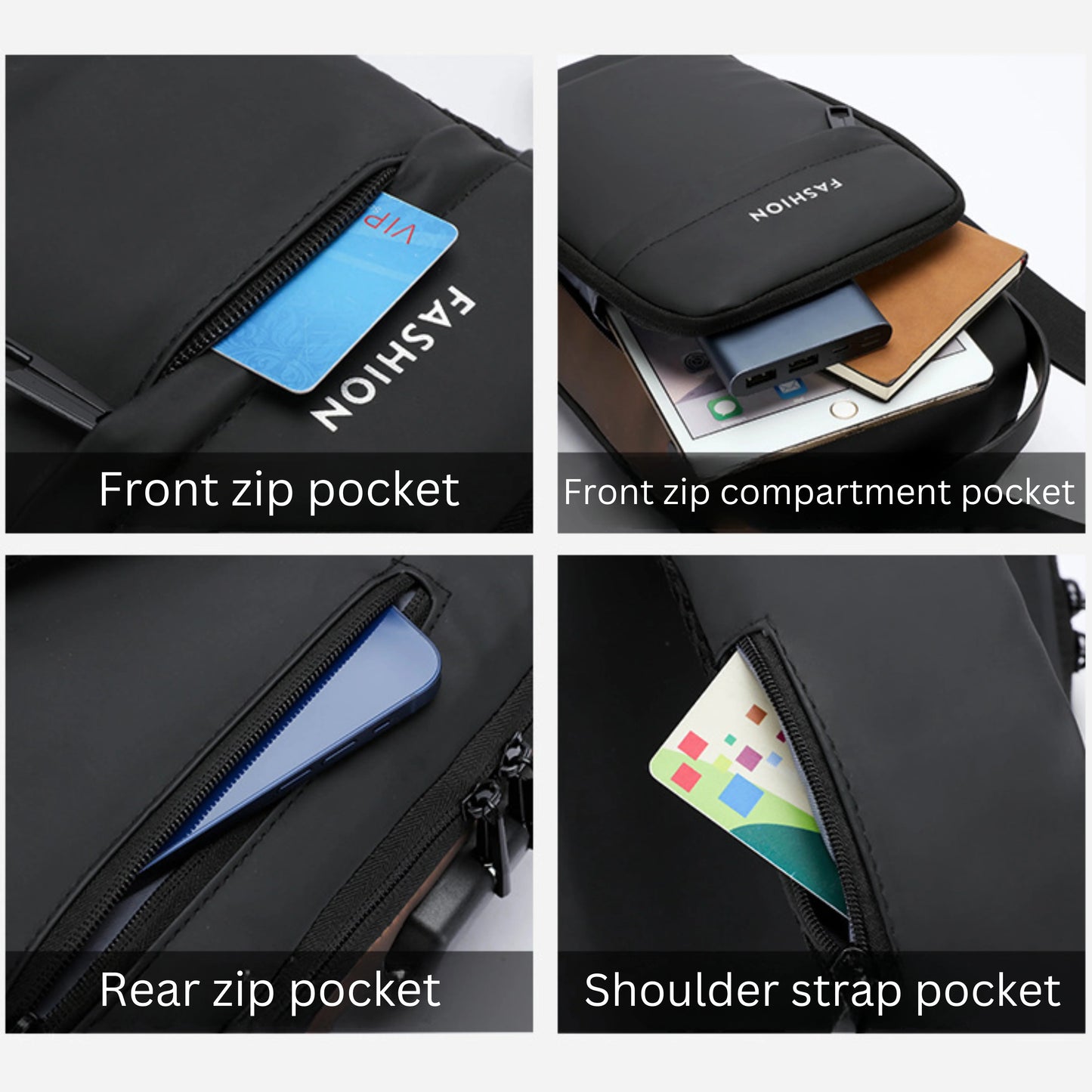 Anti-Theft Crossbody Sling Bag with USB Charging Port | Waterproof Casual Shoulder Backpack for Travel, Work & Daily Use