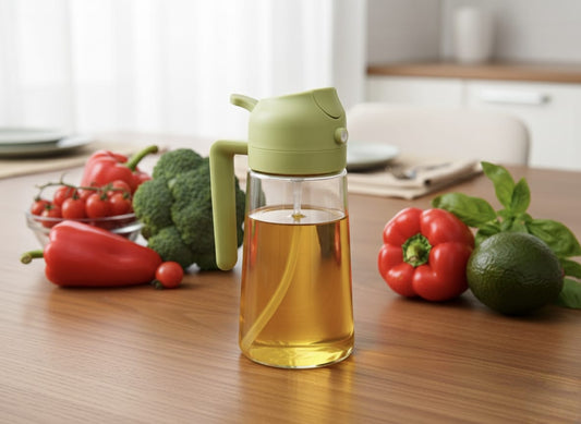r Bott2-in-1 Spray & Pour Oil Dispensele | Refillable Glass Oil Bottle for Kitchen
